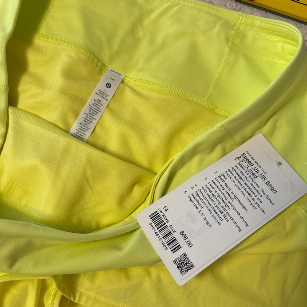 NWT Lululemon Speed Up High-Rise Lined Short 2.5"
Electric Lemon size 14 - Picture 6 of 7